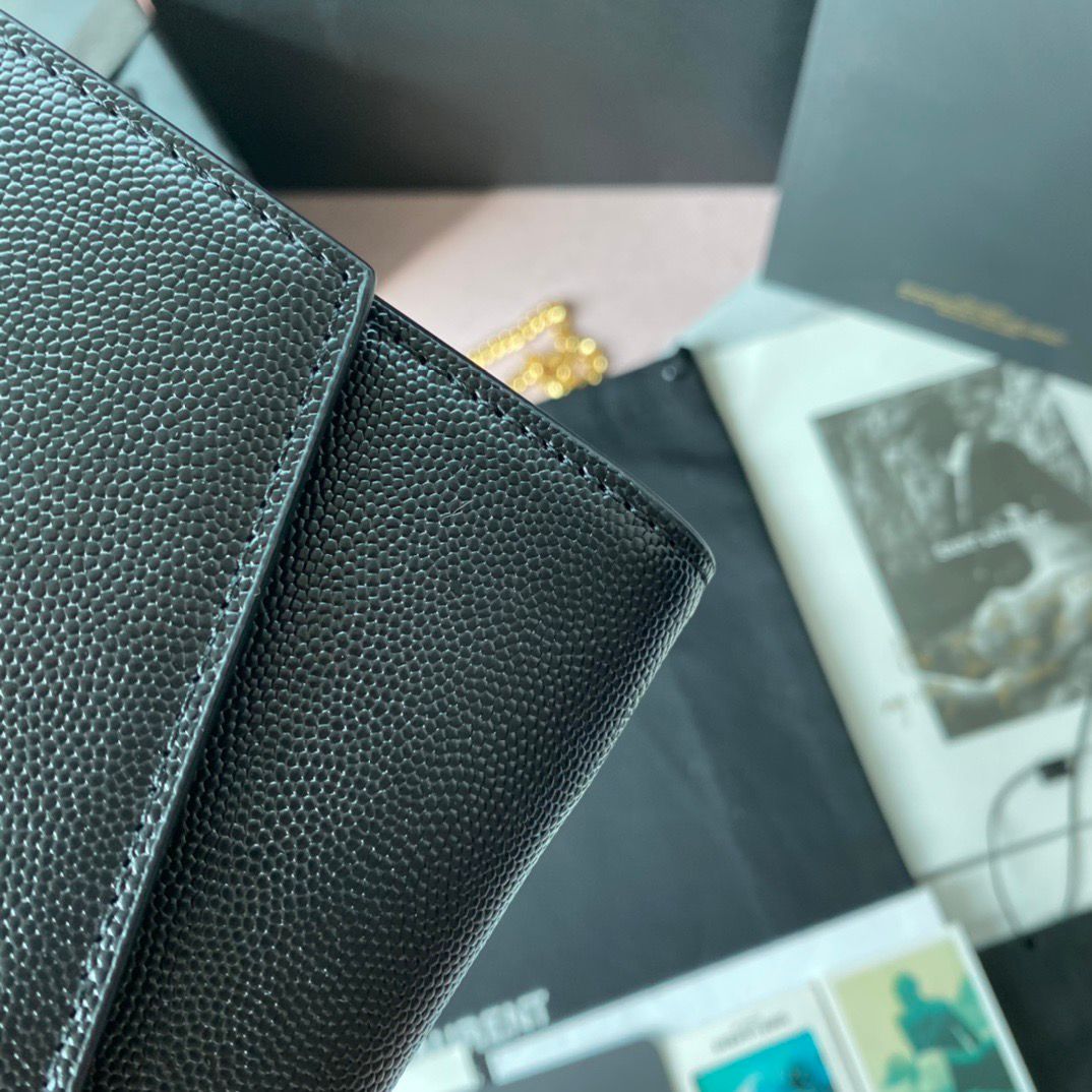 Saint Laurent Kate Wallet On Chain Black Gold .