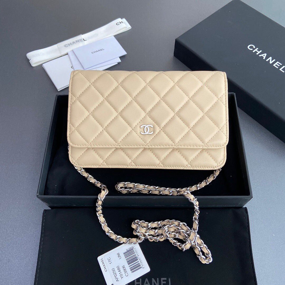 Chanel Wallet On Chain Beige Silver Hardware .
