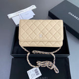 Chanel Wallet On Chain Beige Silver Hardware .