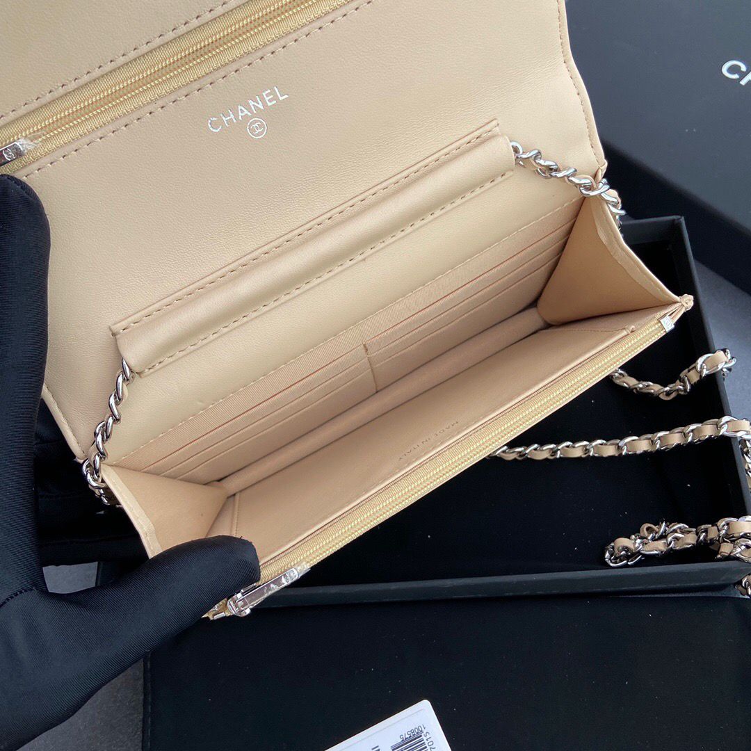 Chanel Wallet On Chain Beige Silver Hardware .