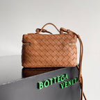 Bottega Veneta Intrecciato Vanity Case Leather Bag Caramel .