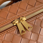 Bottega Veneta Intrecciato Vanity Case Leather Bag Caramel .