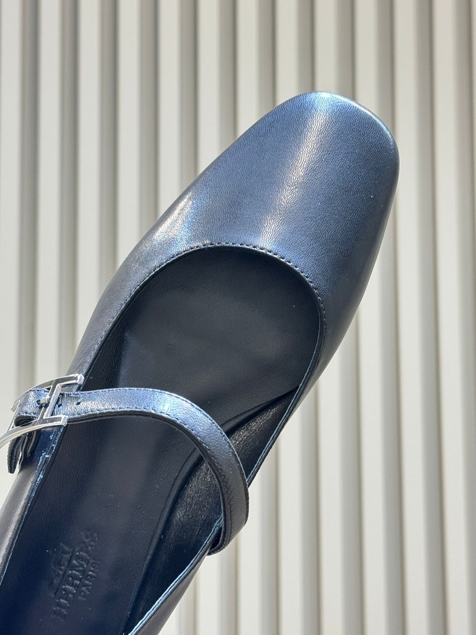 Hermès Lilia Mary Jane Ballet Flats Black Leather .