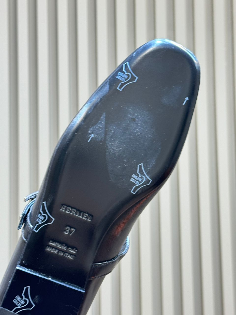 Hermès Lilia Mary Jane Ballet Flats Black Leather .
