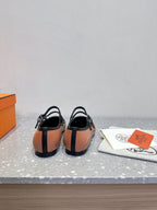 Hermès Lilia Mary Jane Ballet Flats Rose/Black .
