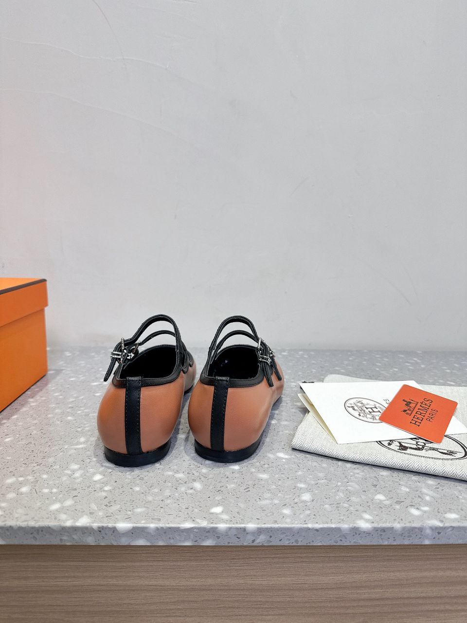 Hermès Lilia Mary Jane Ballet Flats Rose/Black .