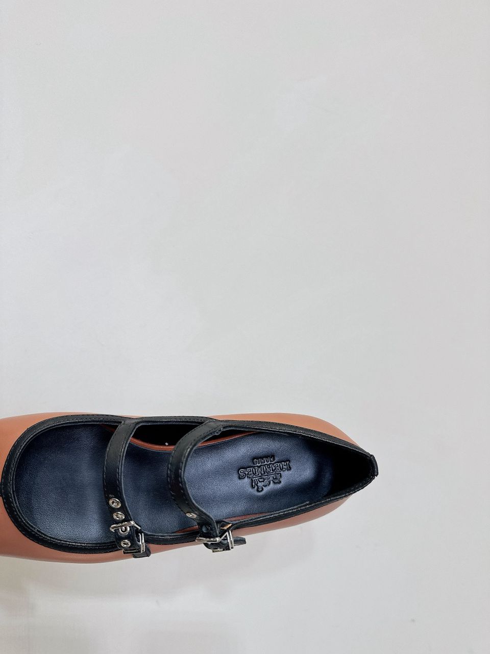 Hermès Lilia Mary Jane Ballet Flats Rose/Black .