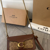 Coach Tabby Chain Crossbody 19 Signature Canvas Tan/Rust .