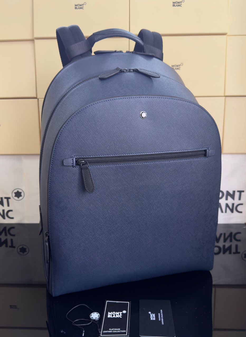 Mochila Montblanc Sartorial Azul-Marinho com 3 Compartimentos .
