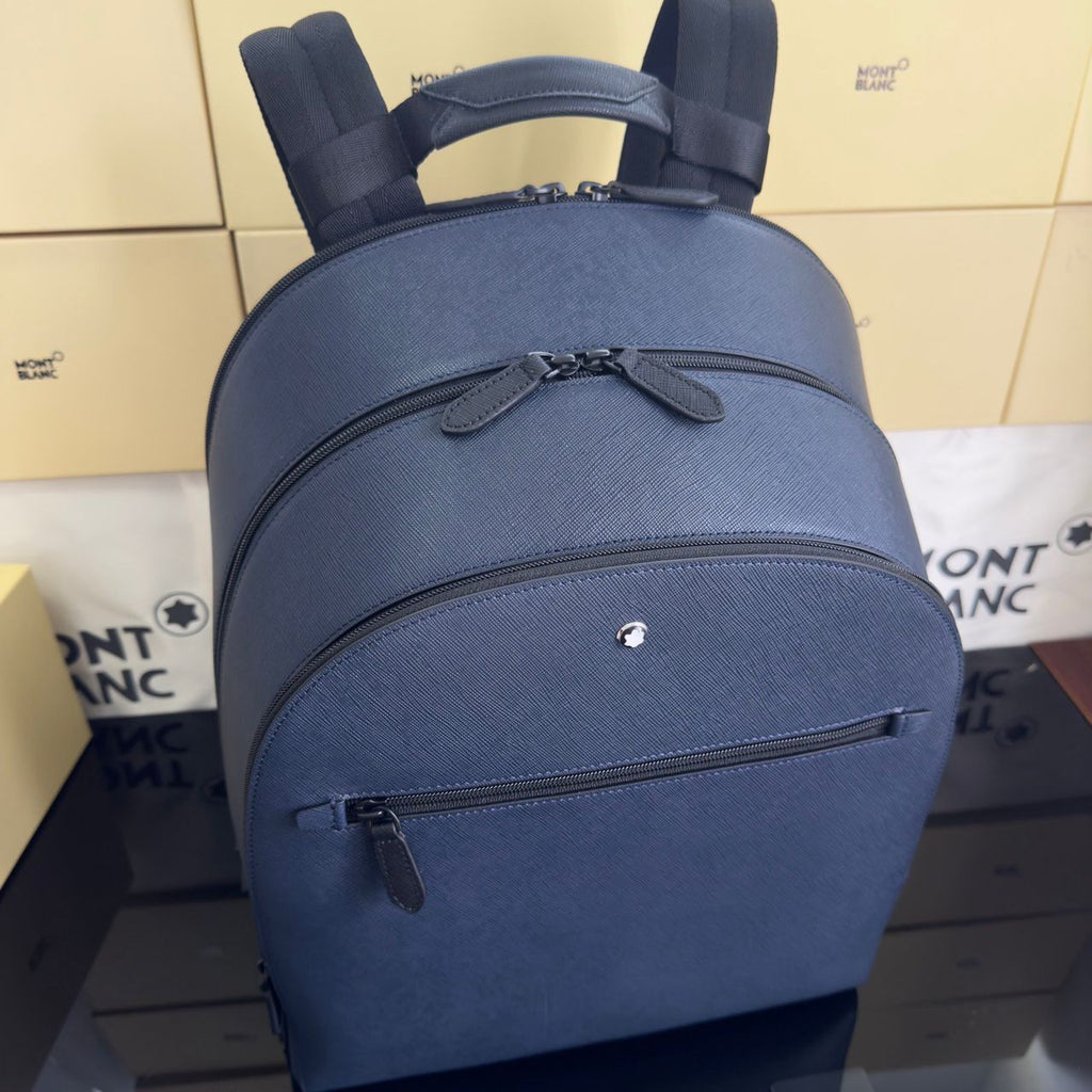 Mochila Montblanc Sartorial Azul-Marinho com 3 Compartimentos .