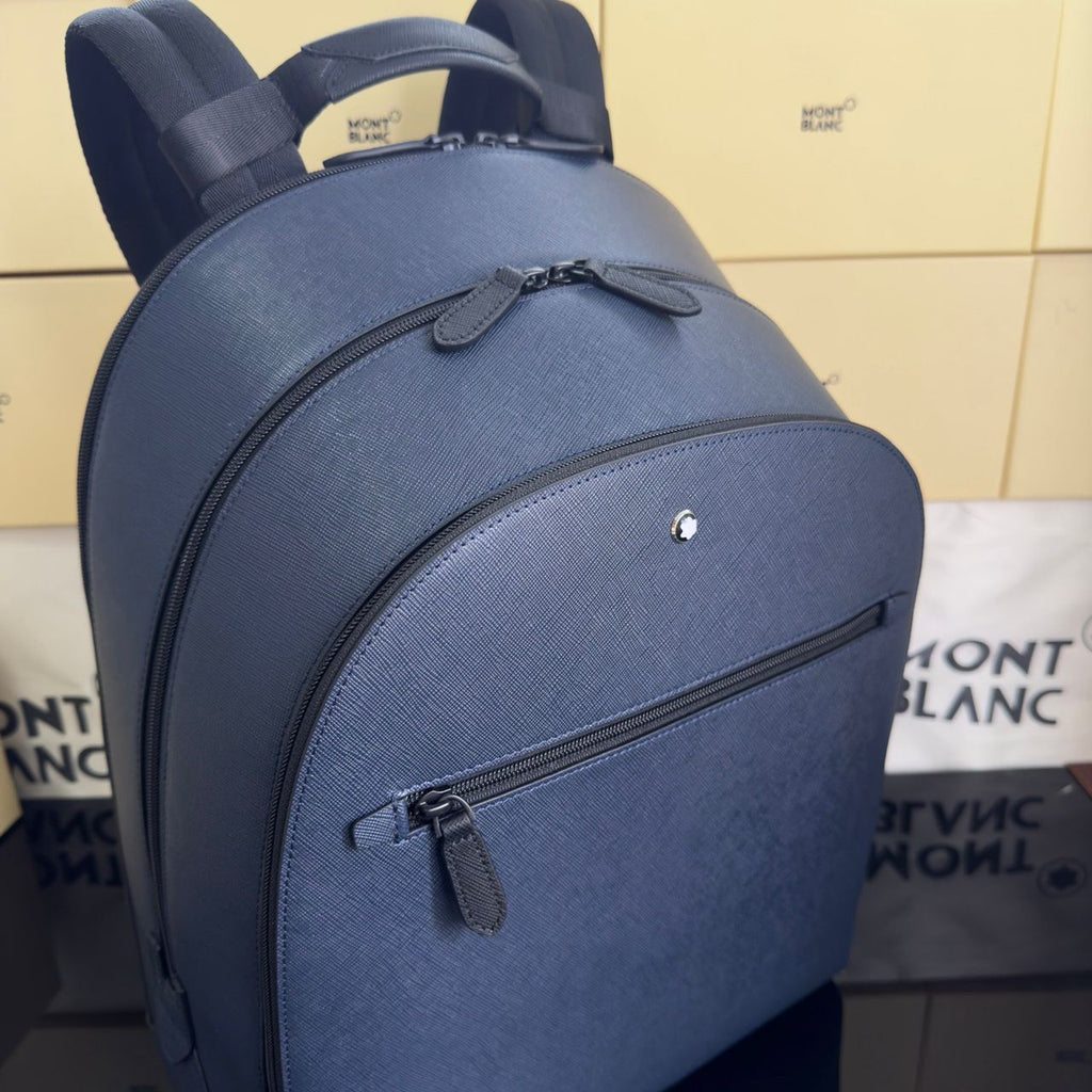 Mochila Montblanc Sartorial Azul-Marinho com 3 Compartimentos .