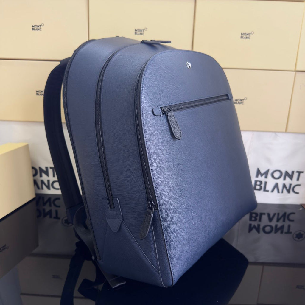 Mochila Montblanc Sartorial Azul-Marinho com 3 Compartimentos .