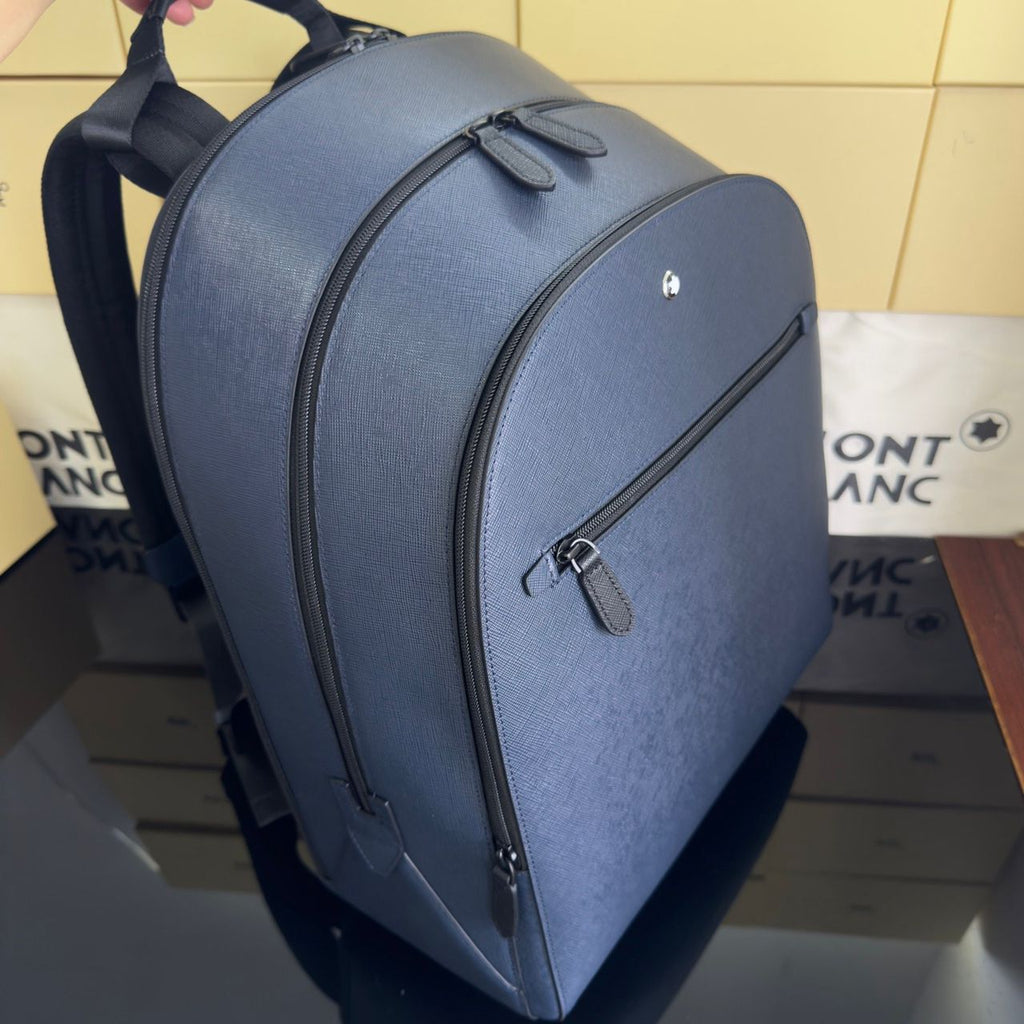 Mochila Montblanc Sartorial Azul-Marinho com 3 Compartimentos .