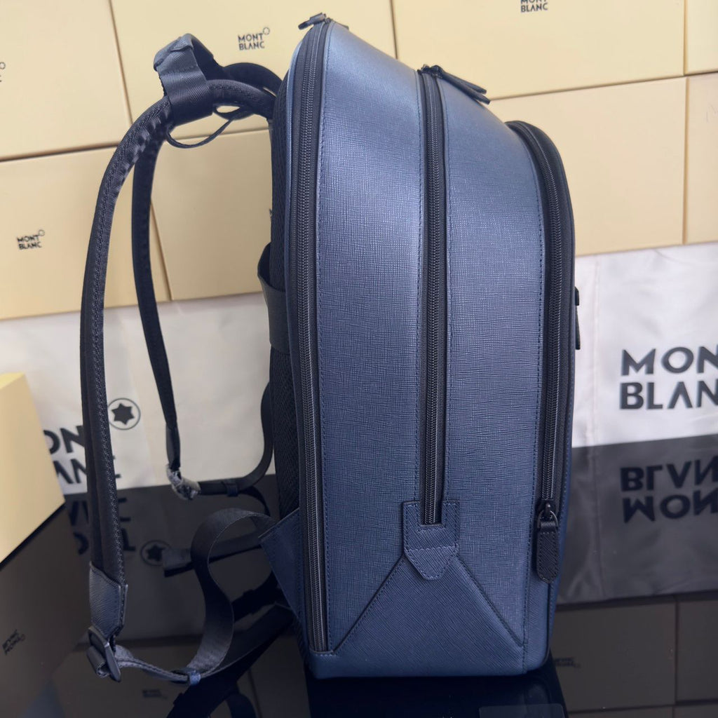 Mochila Montblanc Sartorial Azul-Marinho com 3 Compartimentos .