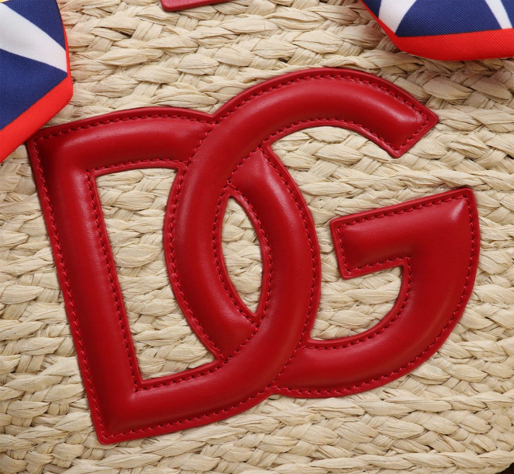 Dolce & Gabbana Kendra Small Raffia Tote Bag Red
