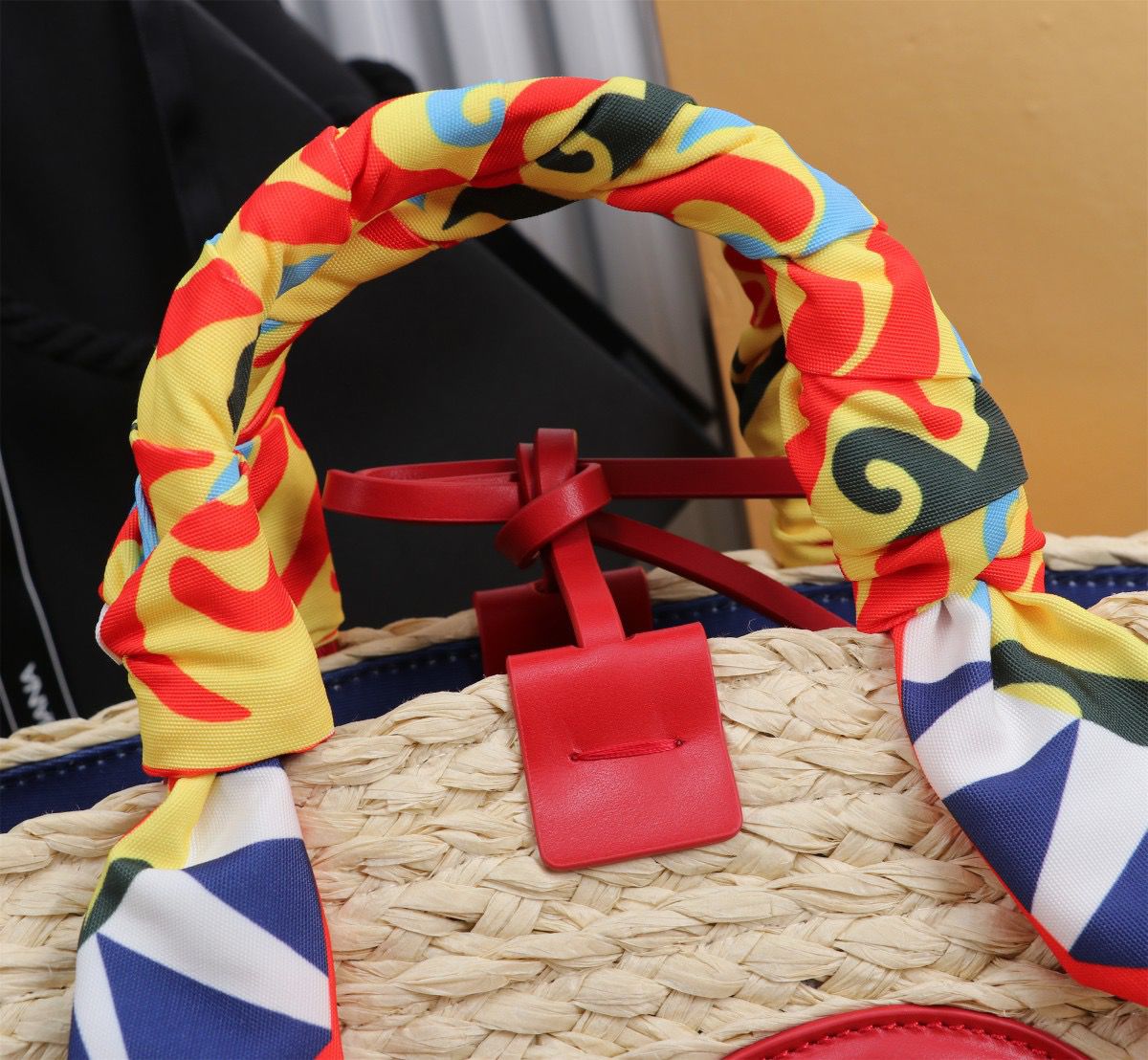 Dolce & Gabbana Kendra Small Raffia Tote Bag Red