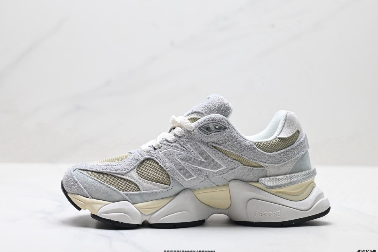Tênis New Balance 9060 em Mesh e Camurça Off White .