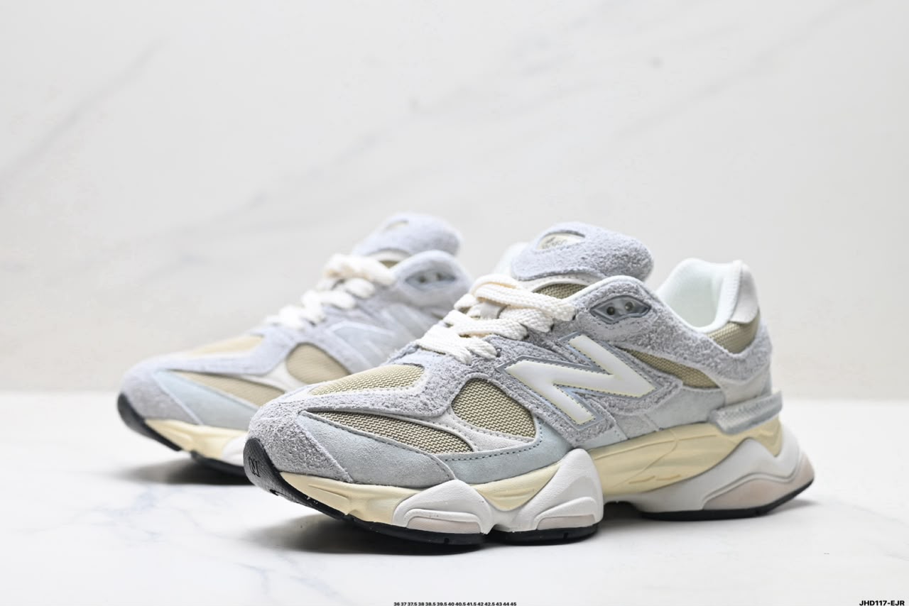 Tênis New Balance 9060 em Mesh e Camurça Off White .