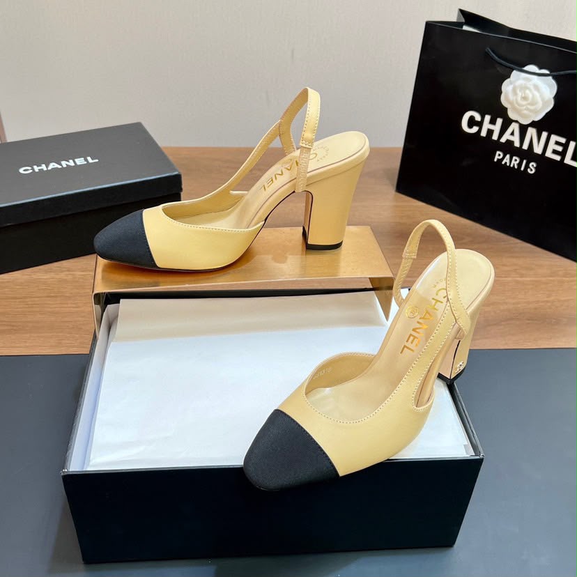 Chanel Scarpin Slingback Cap Toe