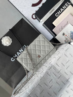 Chanel Wallet On Chain Grey Silver Hardware .