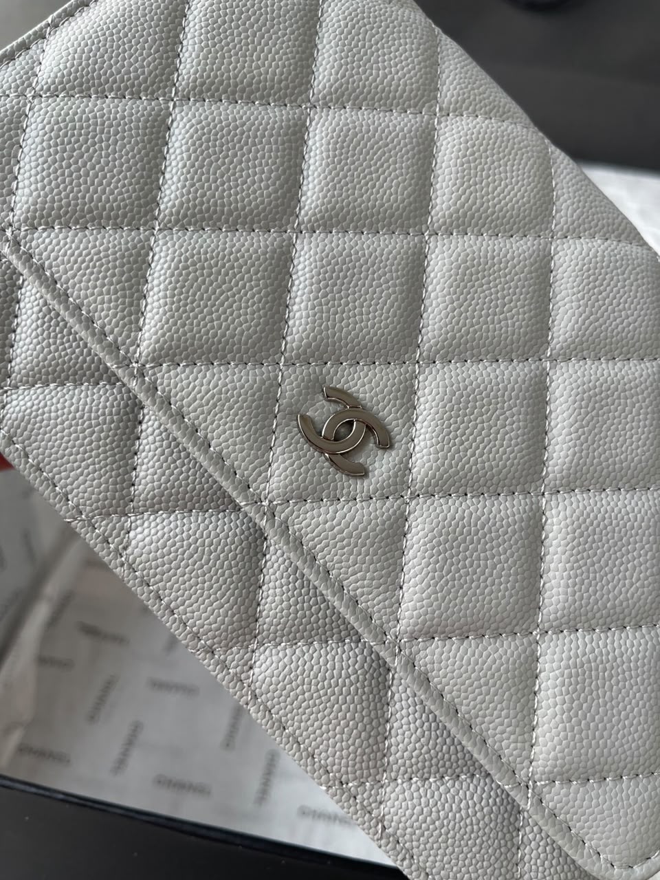 Chanel Wallet On Chain Grey Silver Hardware .
