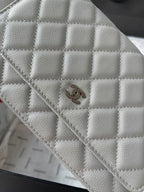 Chanel Wallet On Chain Grey Silver Hardware .