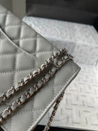 Chanel Wallet On Chain Grey Silver Hardware .