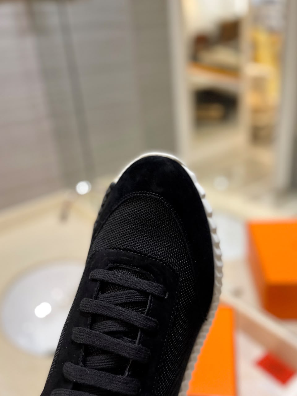 Hermes Air Mesh Bouncing Black White Suede