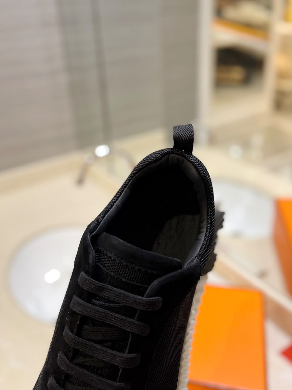 Hermes Air Mesh Bouncing Black White Suede