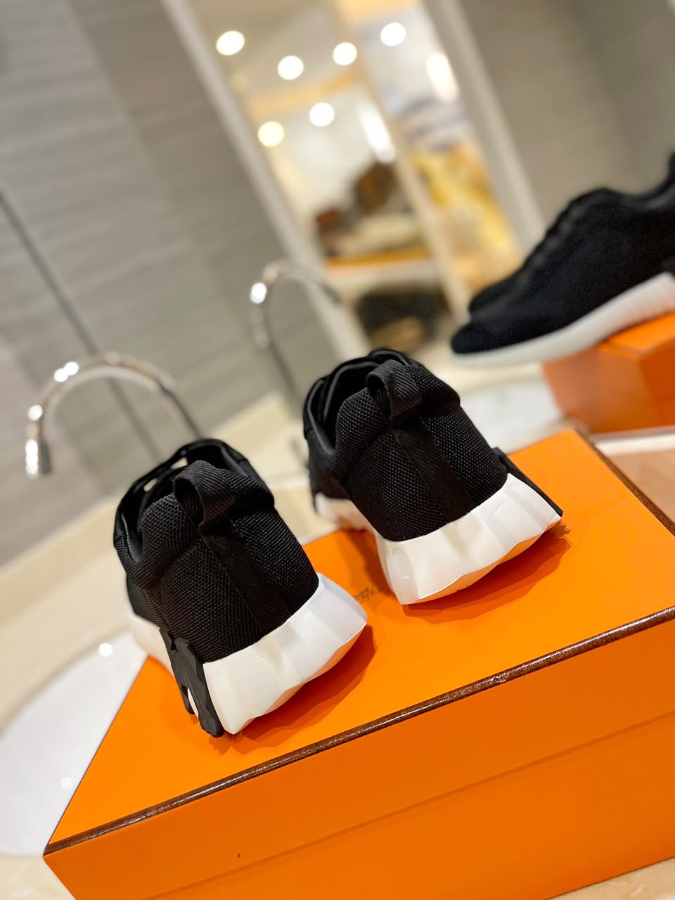 Hermes Air Mesh Bouncing Black White Suede