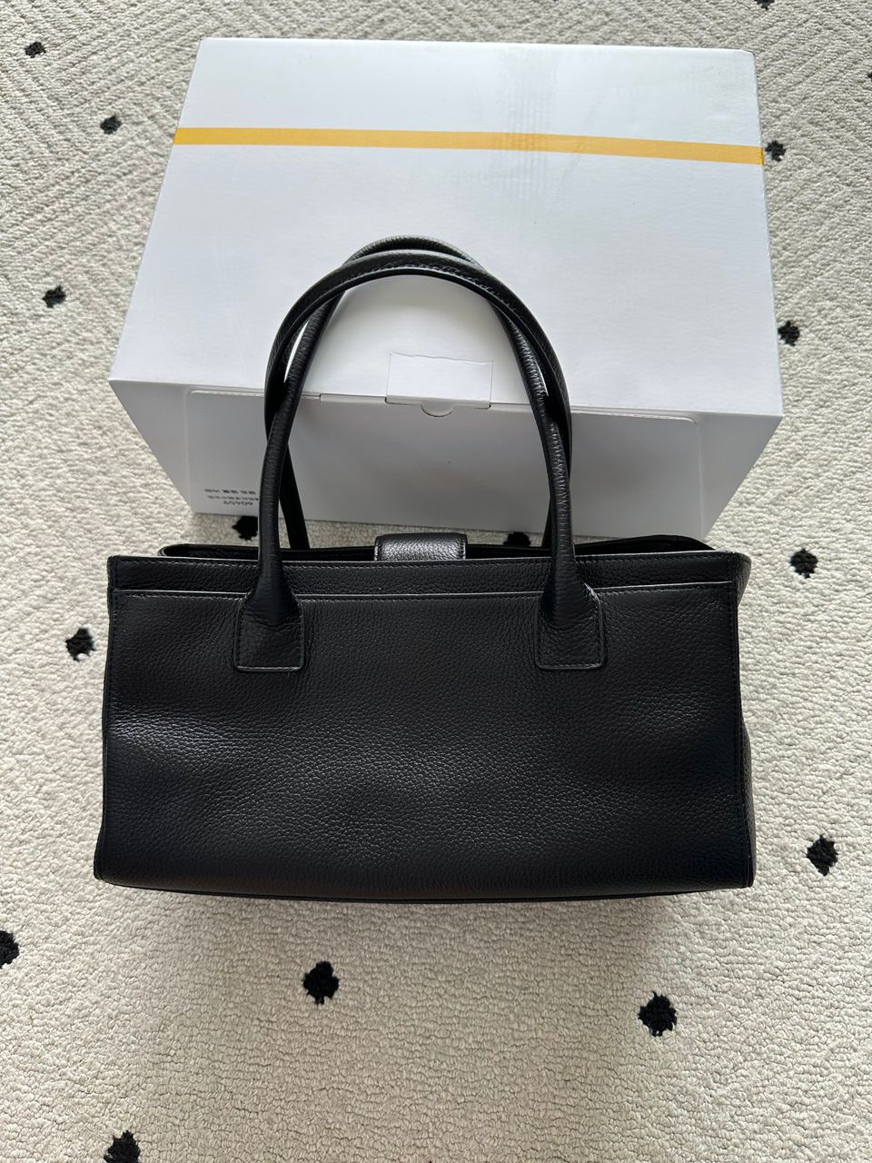 Chanel Executive Cerf Tote All Black Leather Gold Hardware .