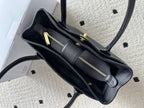 Chanel Executive Cerf Tote All Black Leather Gold Hardware .