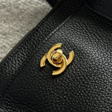 Chanel Executive Cerf Tote All Black Leather Gold Hardware .