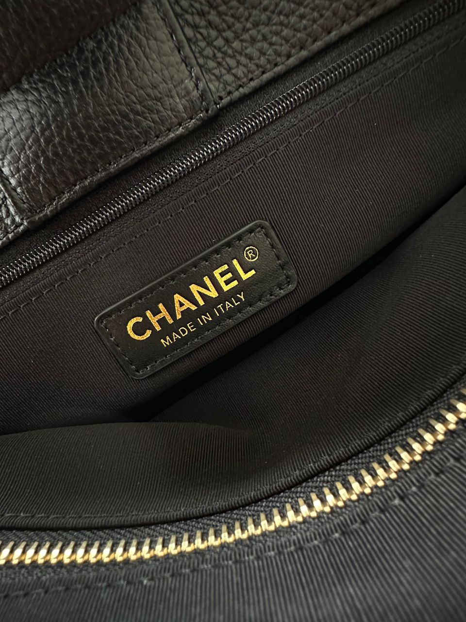 Chanel Executive Cerf Tote All Black Leather Gold Hardware .