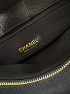 Chanel Executive Cerf Tote All Black Leather Gold Hardware .