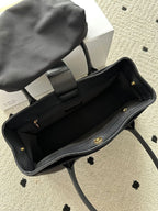 Chanel Executive Cerf Tote All Black Leather Gold Hardware .