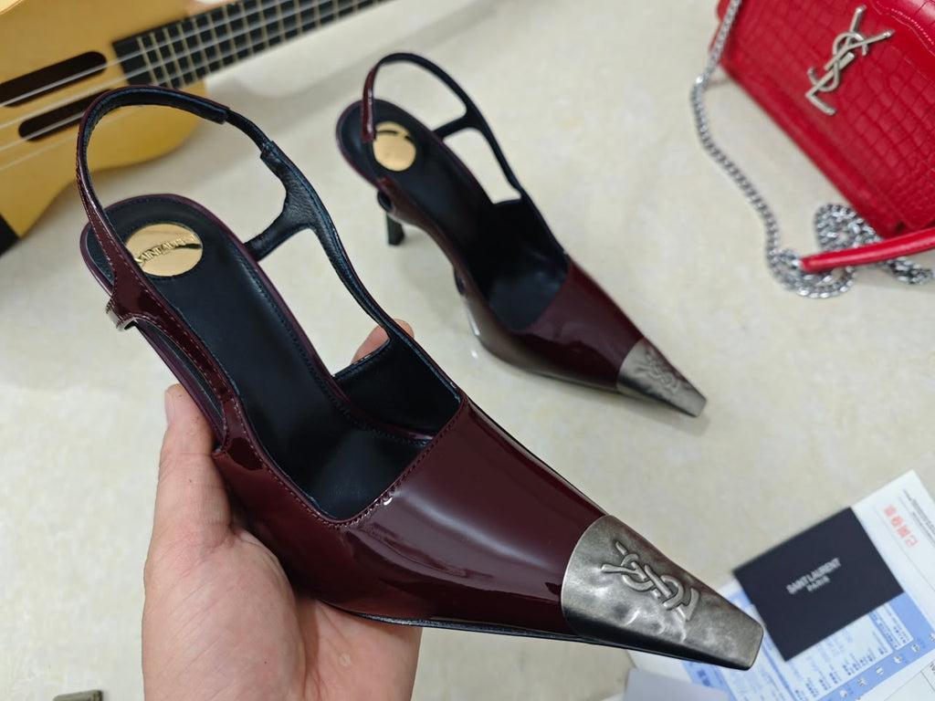 Saint Laurent Scarpin Slingback Jeanne Bordô