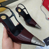 Saint Laurent Scarpin Slingback Jeanne Bordô
