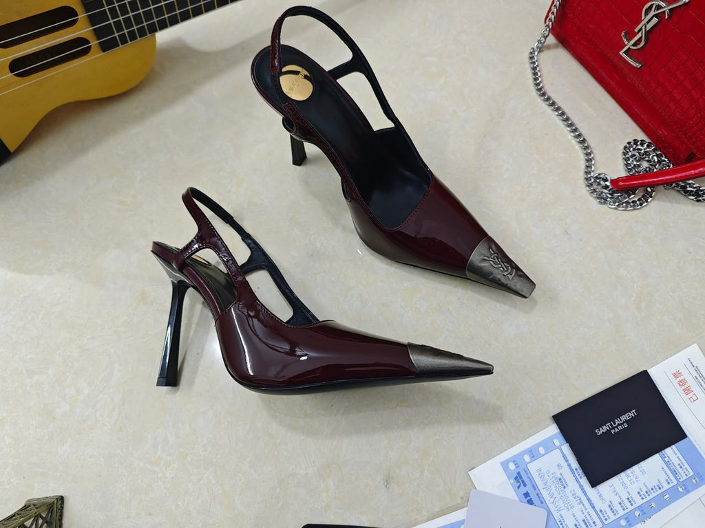 Saint Laurent Scarpin Slingback Jeanne Bordô