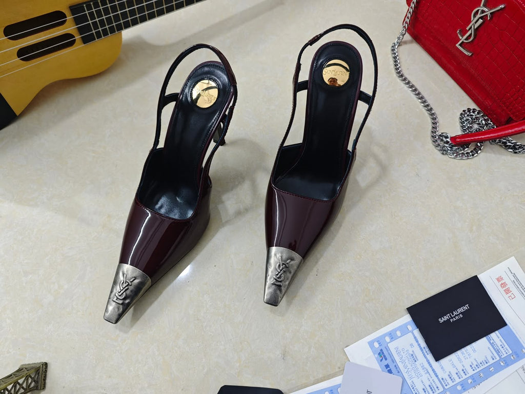 Saint Laurent Scarpin Slingback Jeanne Bordô