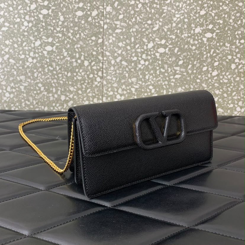 Valentino Garavani VLogo Signature Black and Golden Hardware .