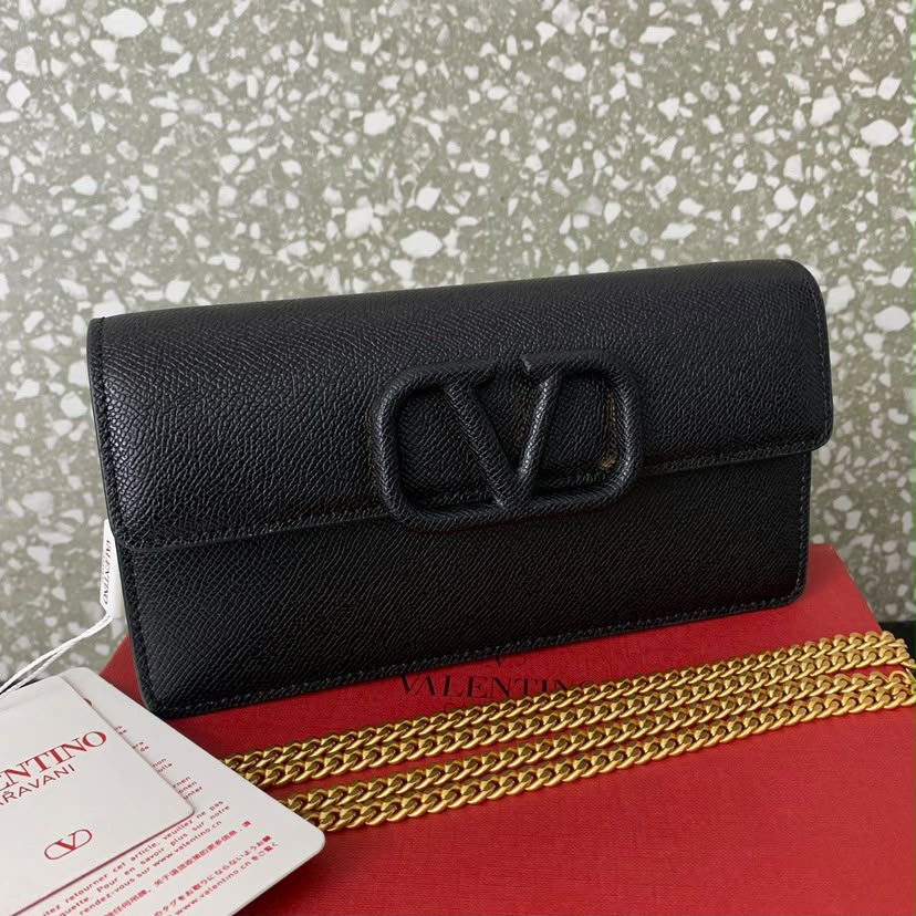 Valentino Garavani VLogo Signature Black and Golden Hardware .