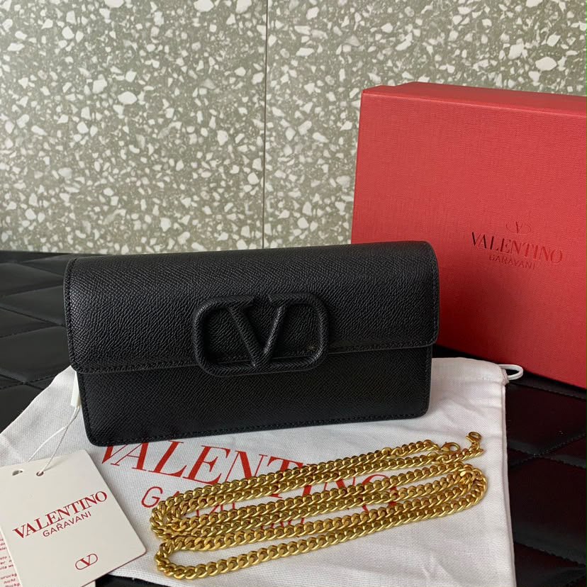 Valentino Garavani VLogo Signature Black and Golden Hardware .