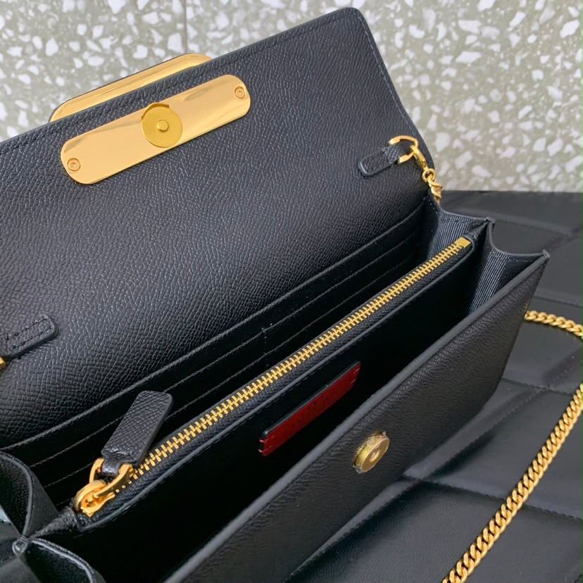 Valentino Garavani VLogo Signature Black and Golden Hardware .