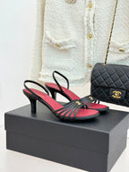 Goatskin Black & Dark Red Sandals .