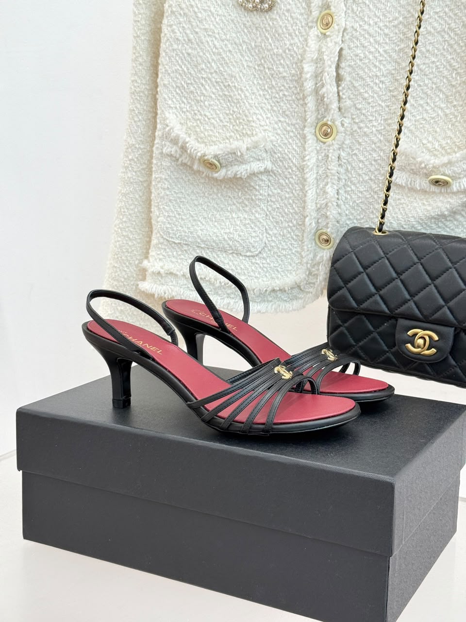 Goatskin Black & Dark Red Sandals .