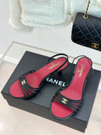 Goatskin Black & Dark Red Sandals .