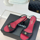 Goatskin Black & Dark Red Sandals .