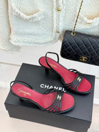 Goatskin Black & Dark Red Sandals .