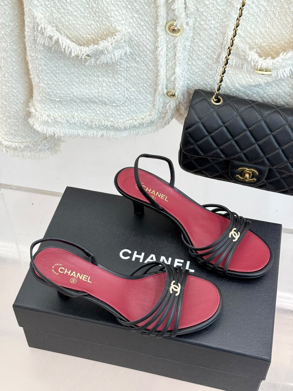 Goatskin Black & Dark Red Sandals .